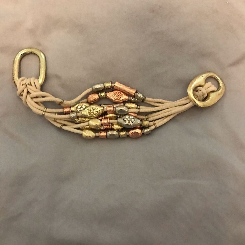 Hammered mixed metal/rope European style bracelet!